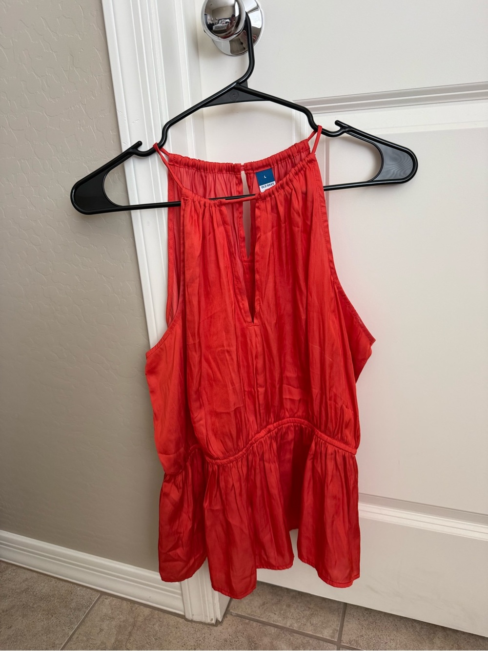 Old Navy Red Halter Peplum Tank Top